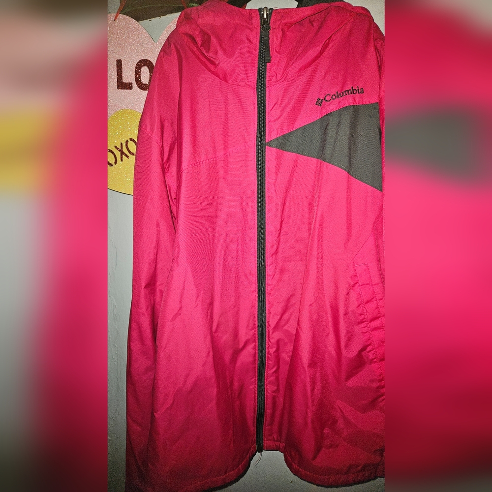 COLUMBIA Red/Pink Girls XL RainCoat - Picture 7 of 8